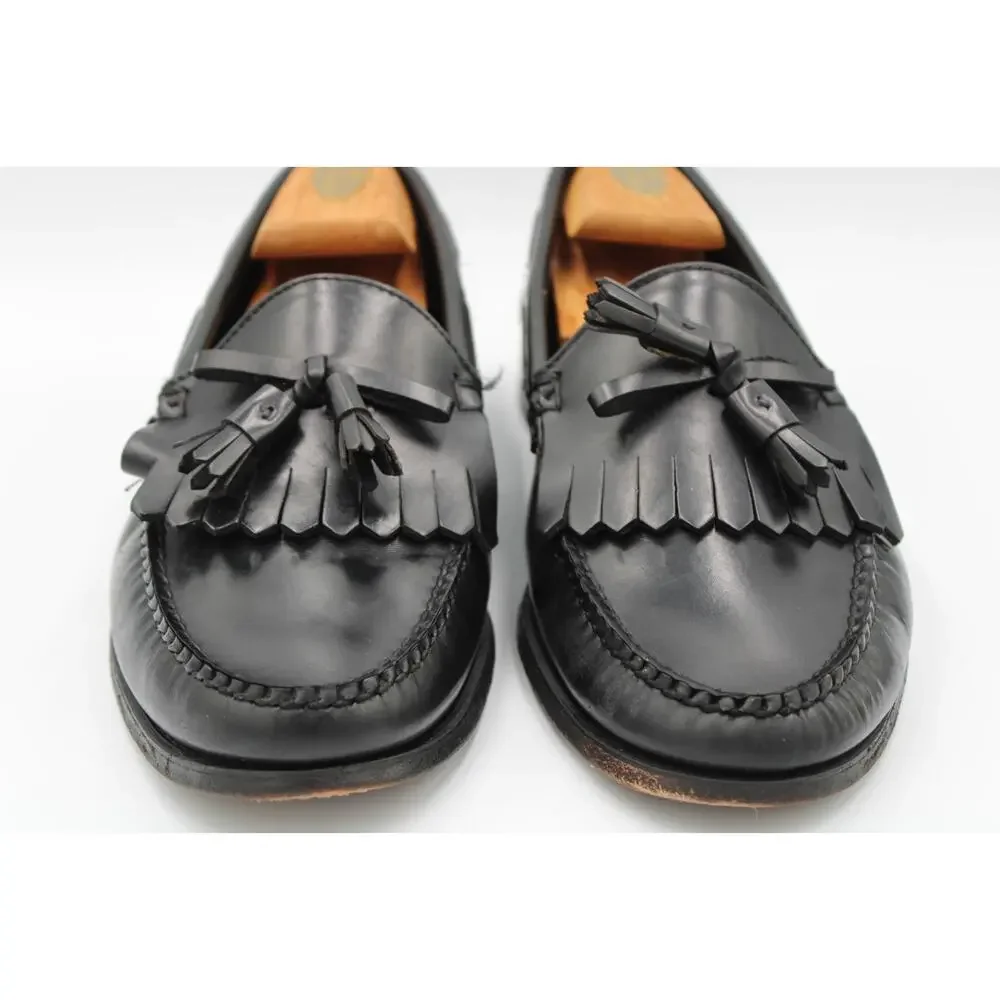 Size 10.5 - VTG L.L. Bean Men's Black Leather Tassel Loafers Dress Shoes Slip On